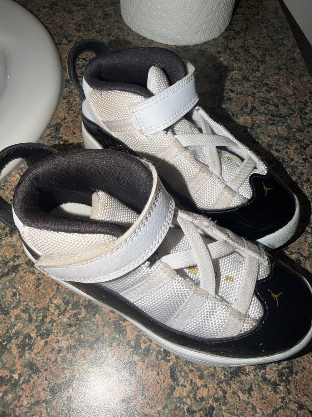 Jordan Kids White and Black High-Top Sneakers